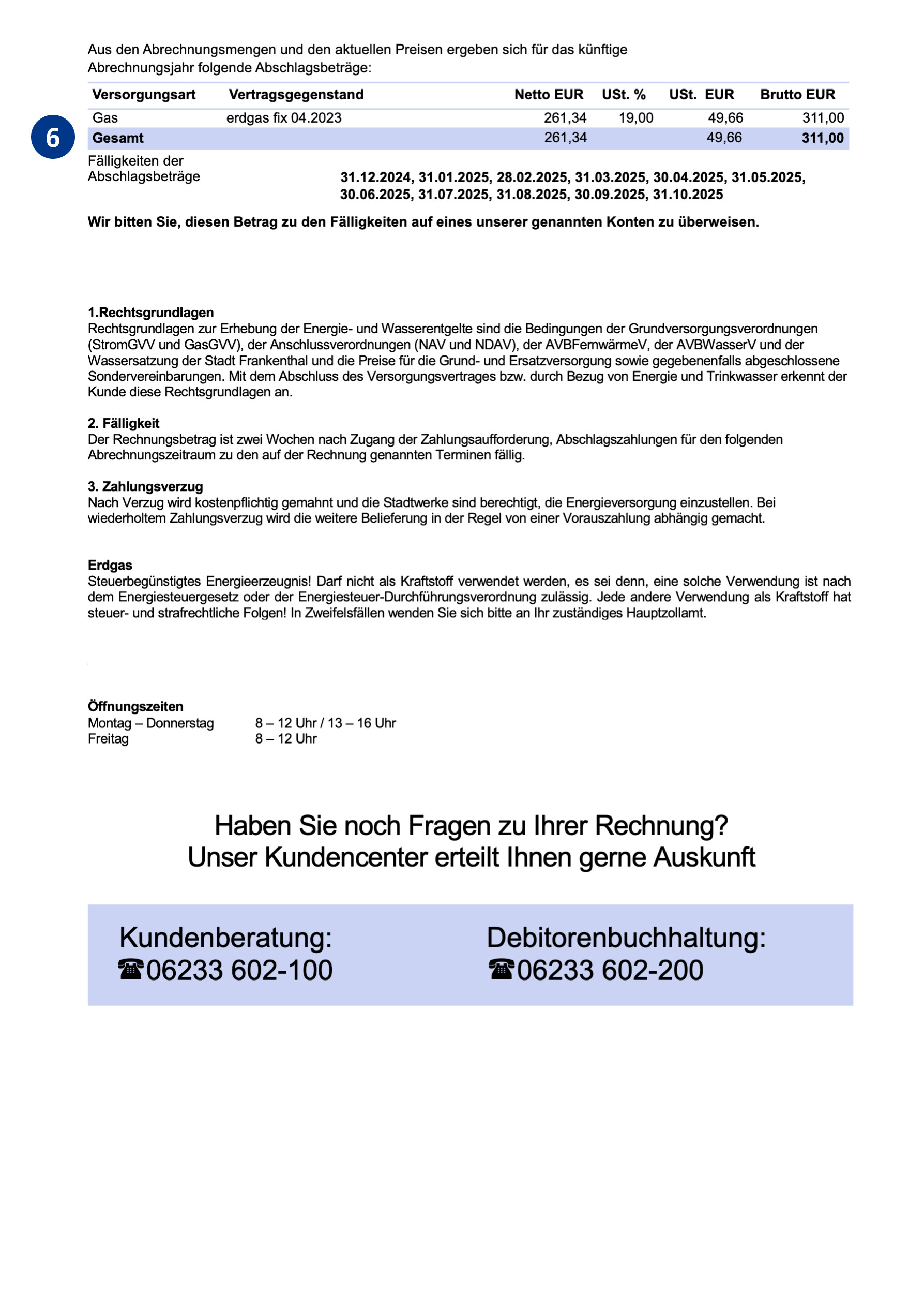 Rechnung Gas Seite 2