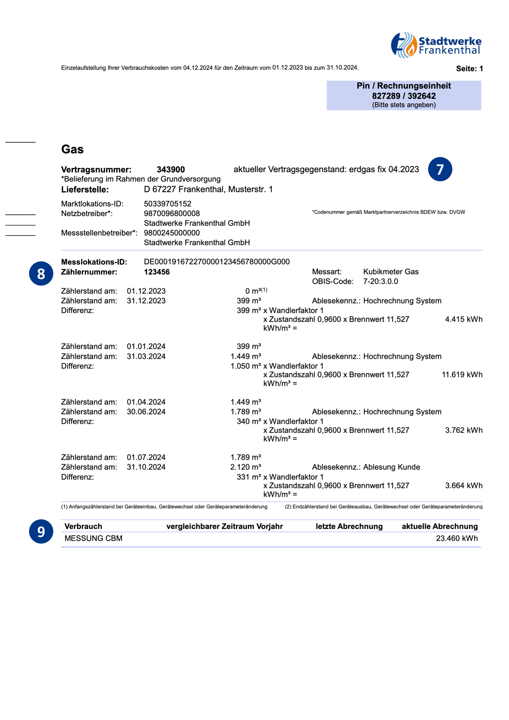 Rechnung Gas Seite 3