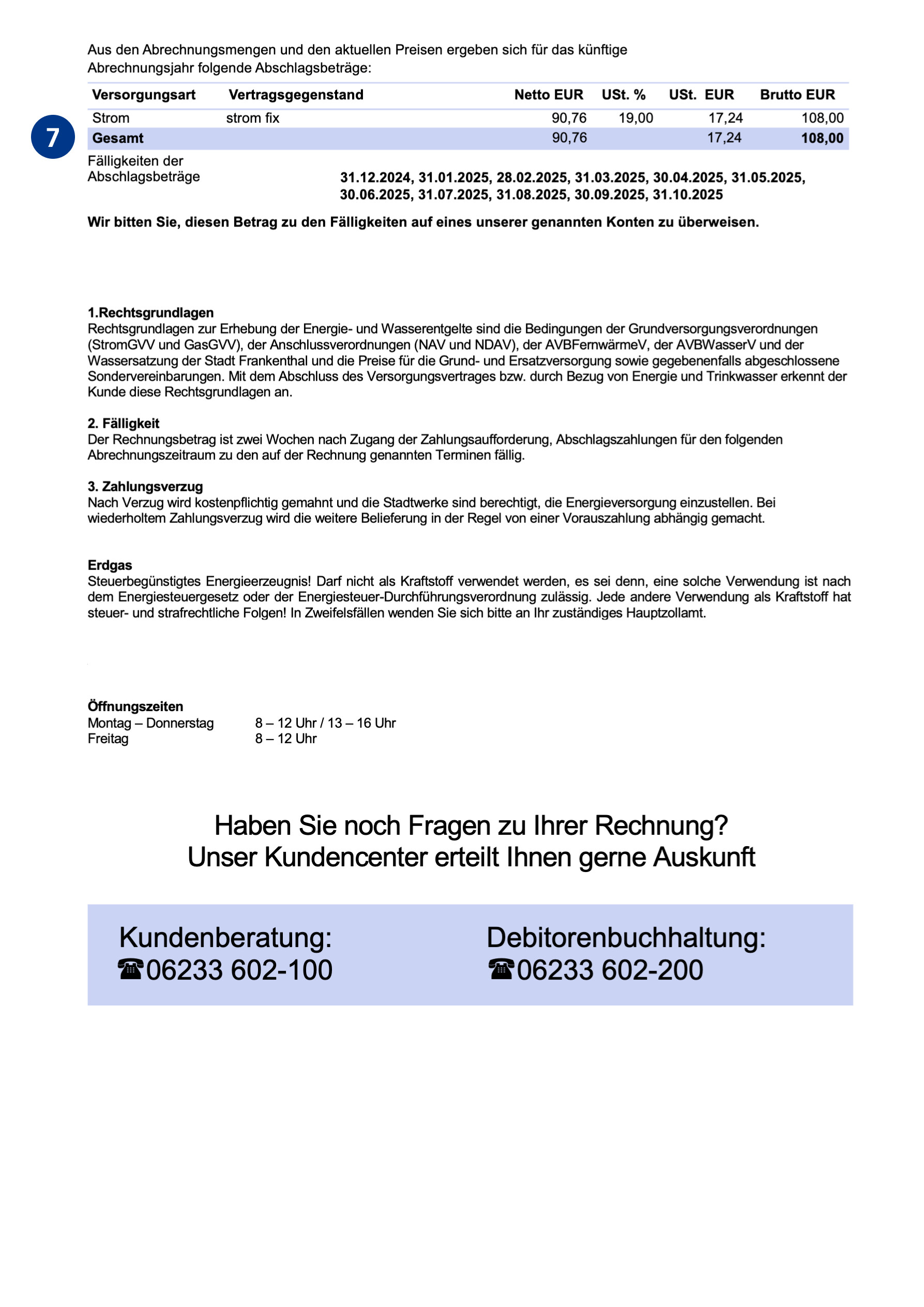 Rechnung Stromvertrag Seite 2